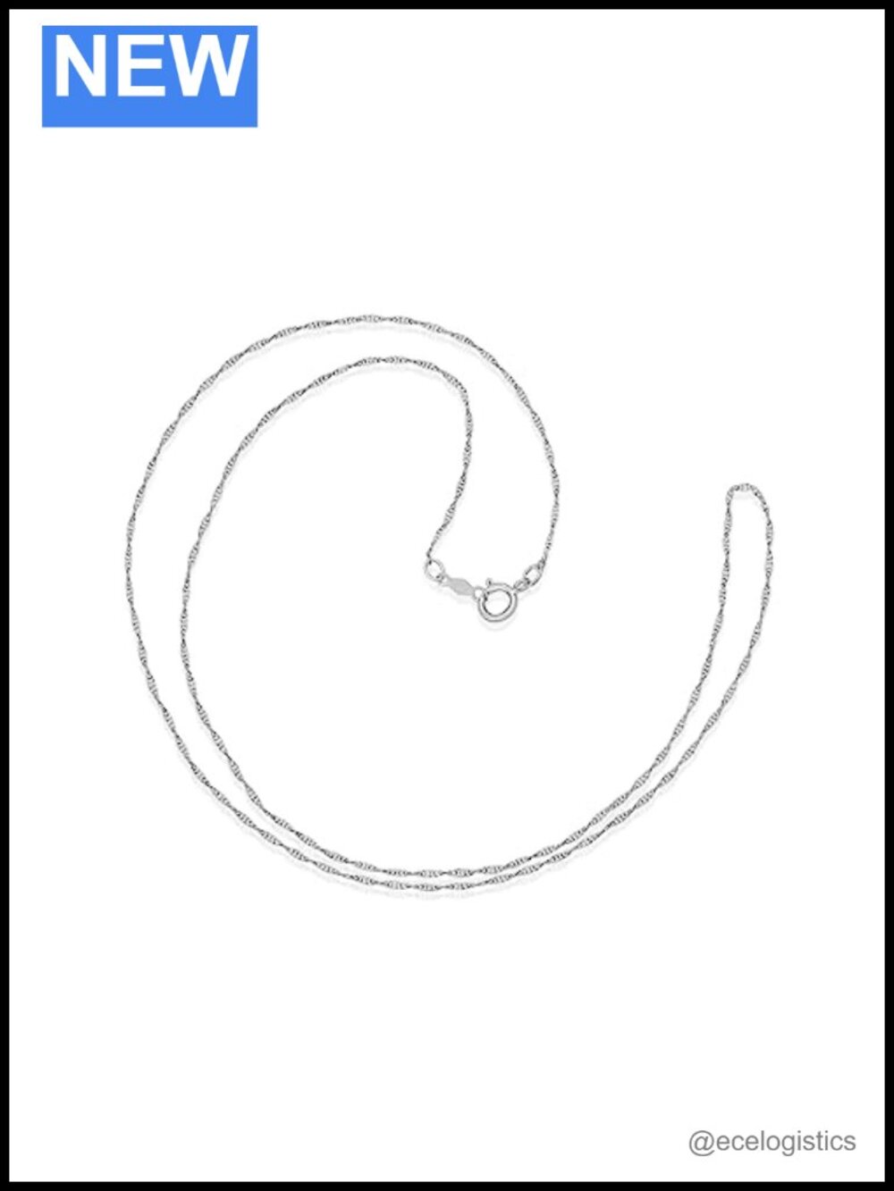 14k white gold rope chain necklace 18"